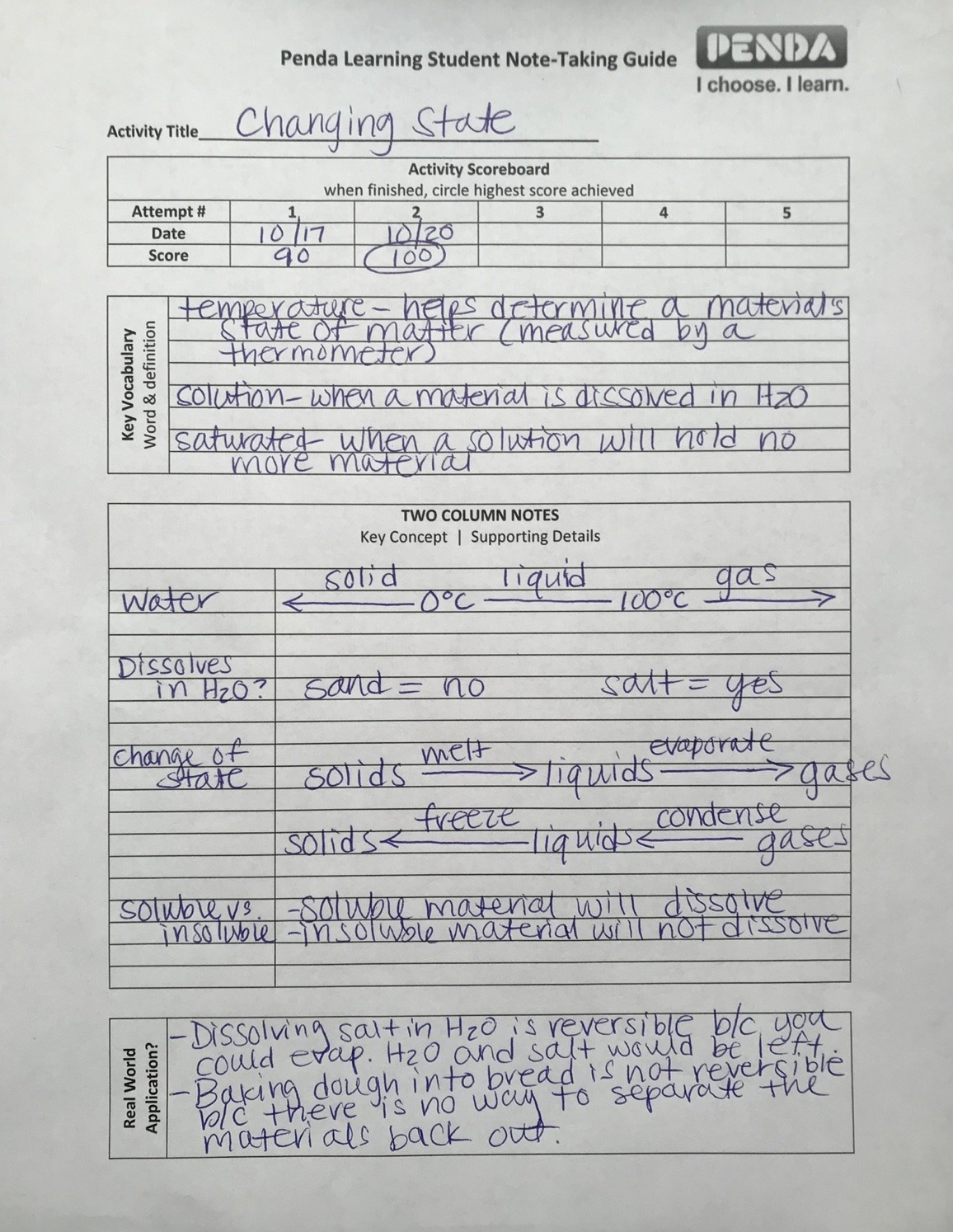 Penda Learning TEACHER TIP Document Student Learning with Notetaking Guides and Learning Logs